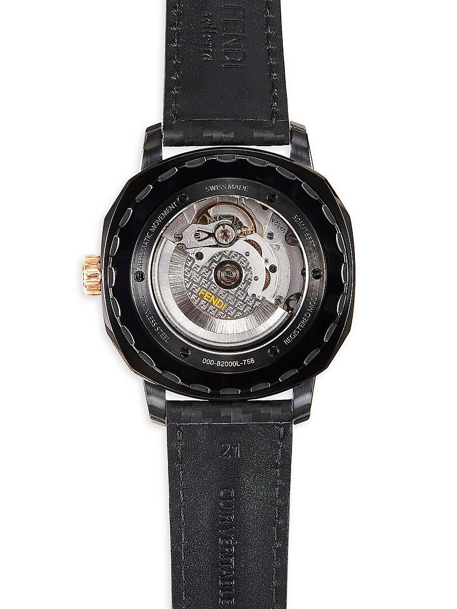 Fendi Selleria 42mm Stainless Steel 18k Rose Goldplated Case Leather Strap Automatic Watch for Men Lyst
