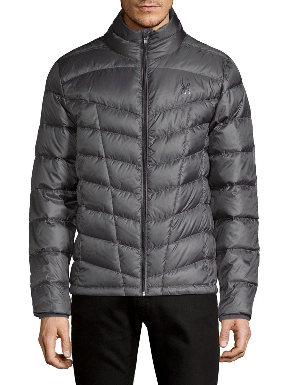 Spyder Synthetic Pelmo Down Puffer Jacket in Gray for Men - Lyst