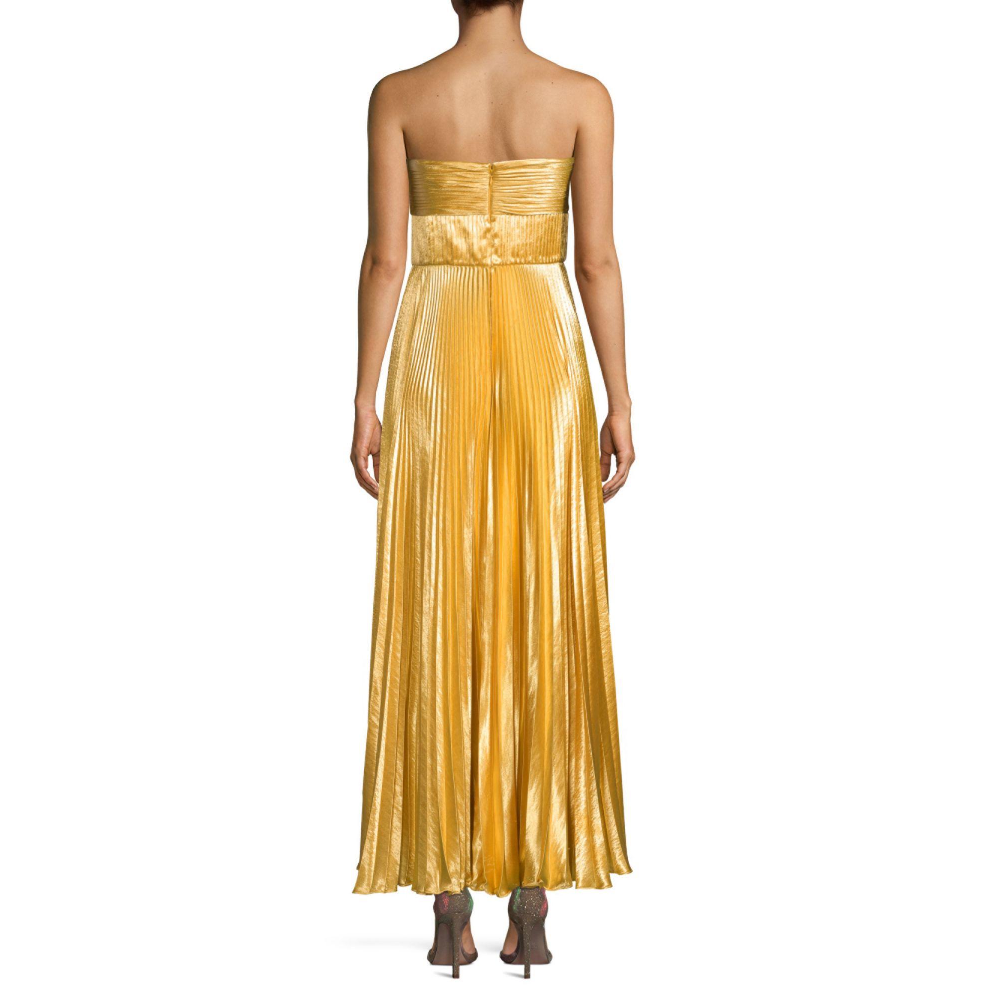 metallic pleated gown