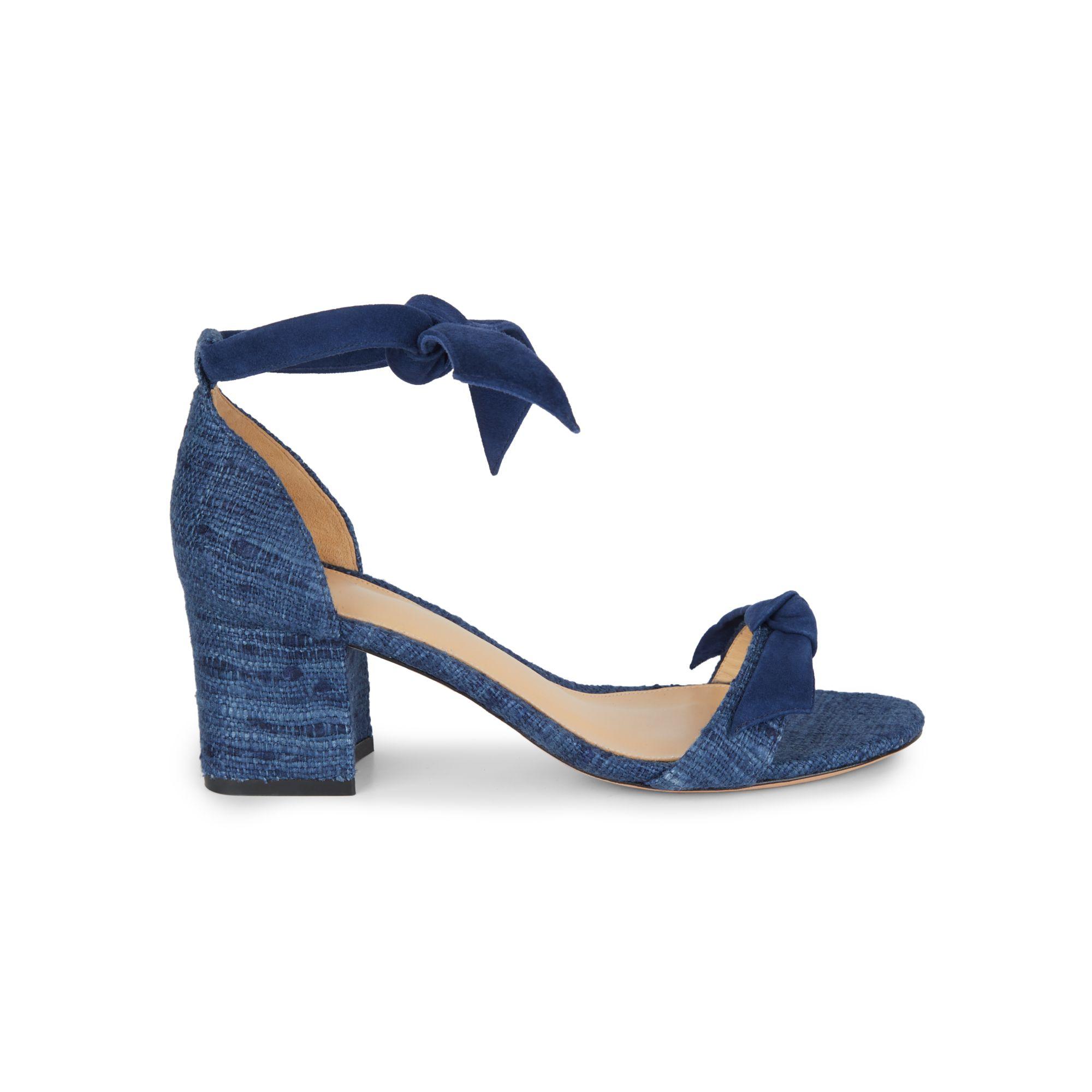 Alexandre Birman Clarita Tweed & Suede Block-heel Sandals in Blue - Lyst