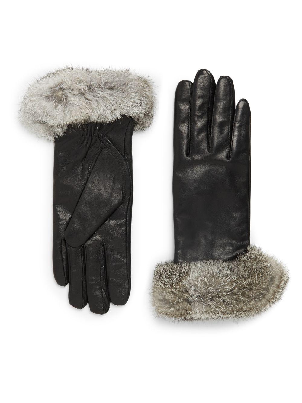 surell rabbit fur fingerless gloves