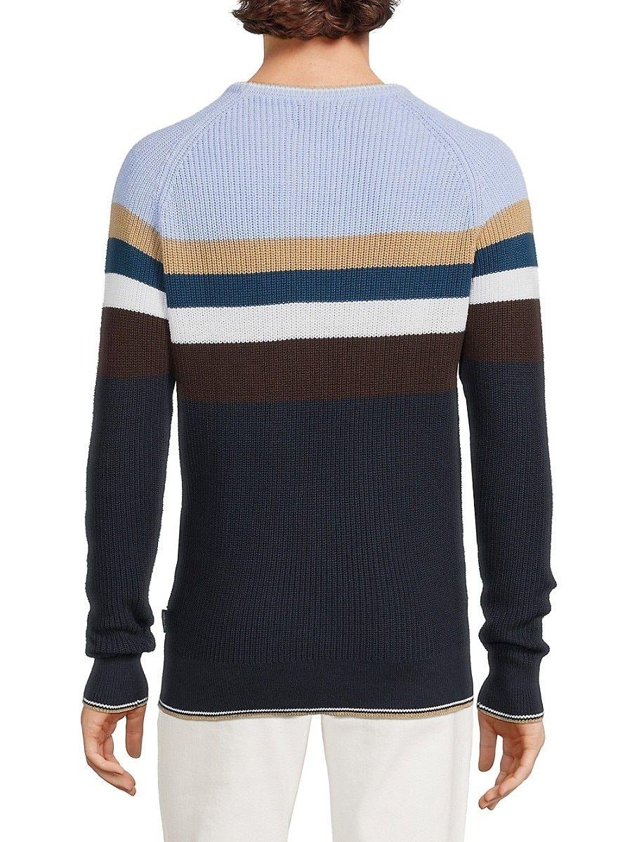 Ben Sherman Striped Crewneck Knit Sweater in Blue for Men | Lyst
