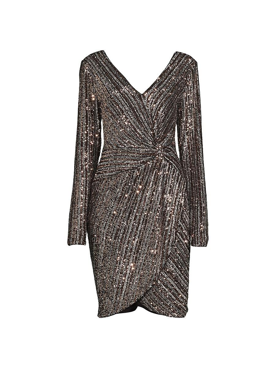 Guess Sequin Twist Knee Dress in Grey Lyst UK