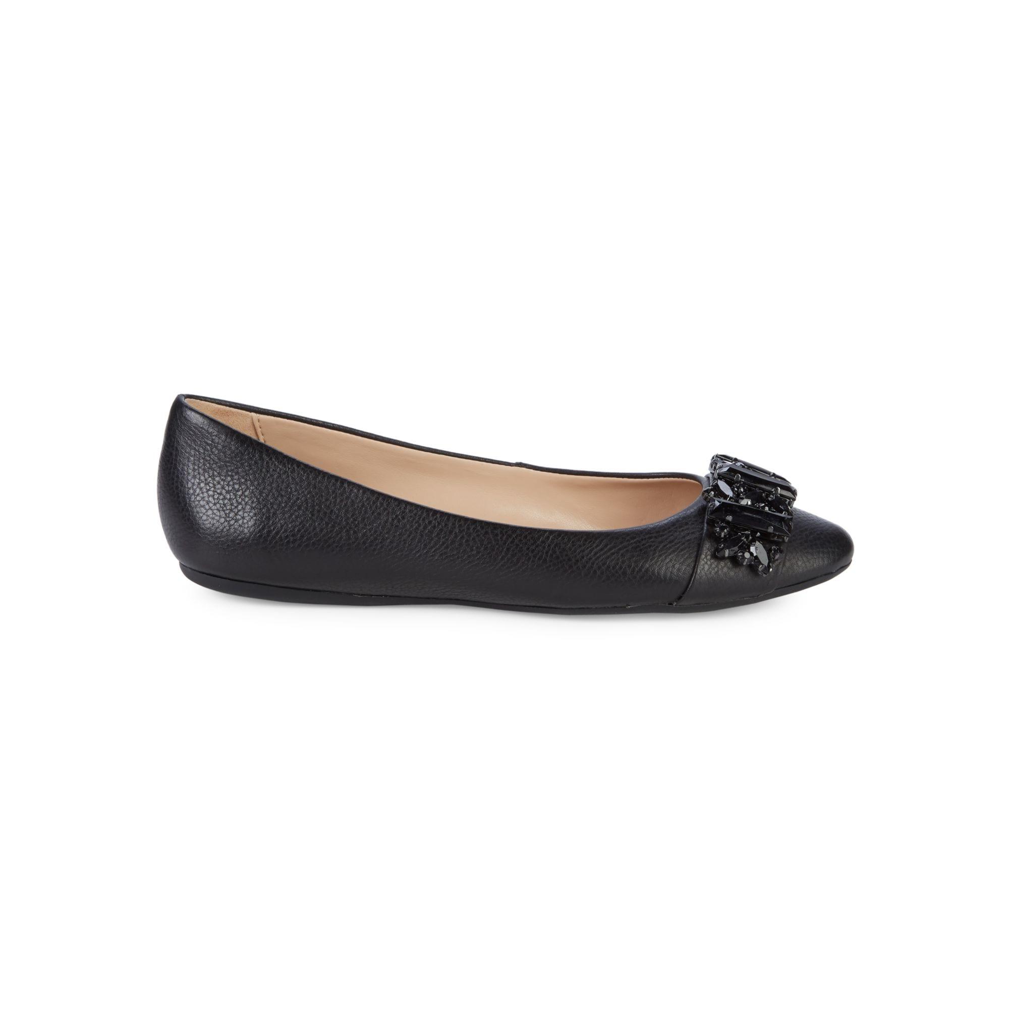 Karl Lagerfeld Viola Crystalembellished Leather Ballerina Flats in