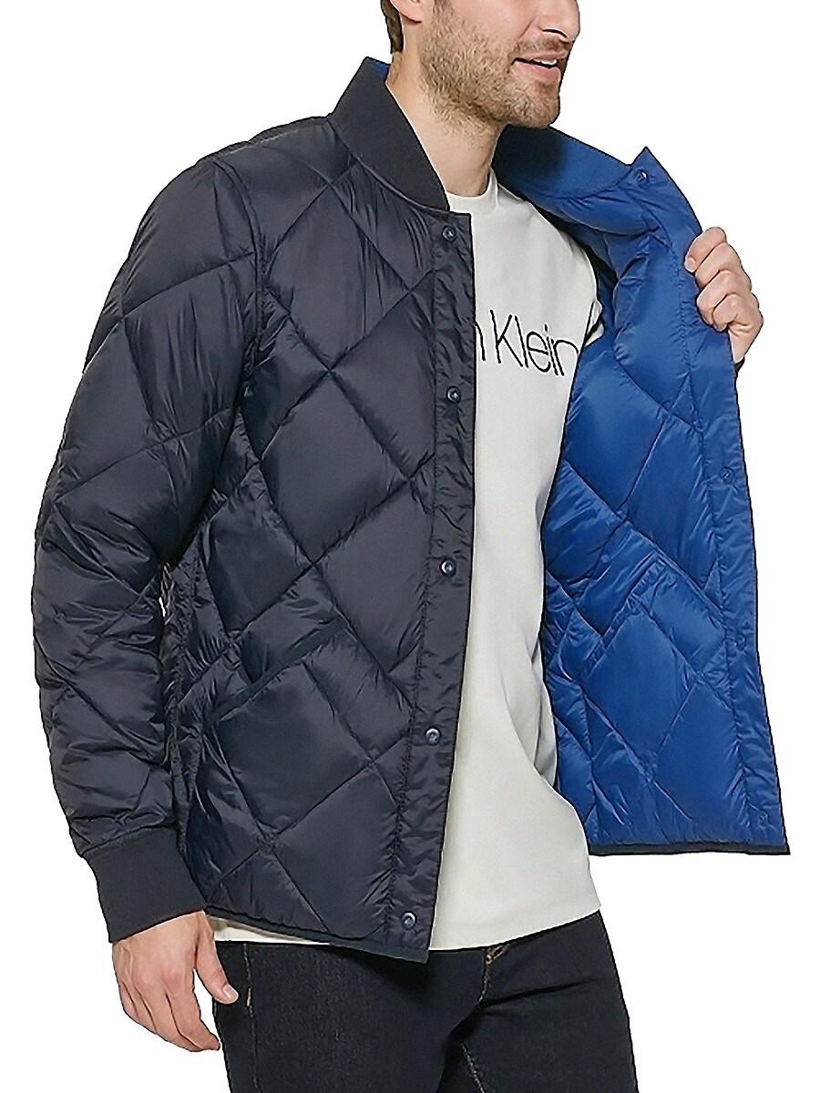 Calvin Klein Reversible Quilted Snap Front Bomber in Blue for Men | Lyst