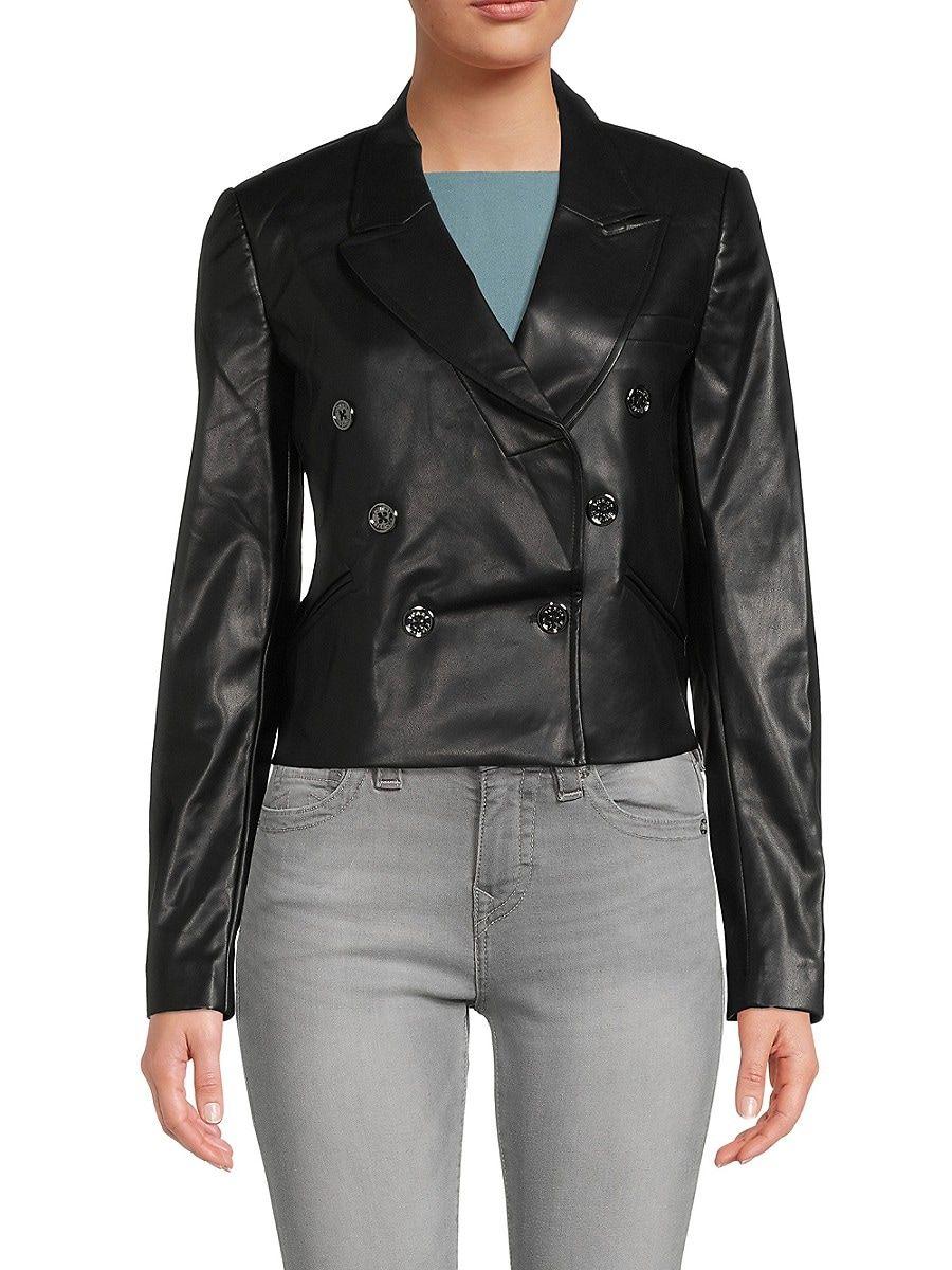 Tommy Hilfiger Faux Leather Cropped Jacket In Black Lyst Tommy Hilfiger Faux Leather Cropped Jacket In Black Lyst