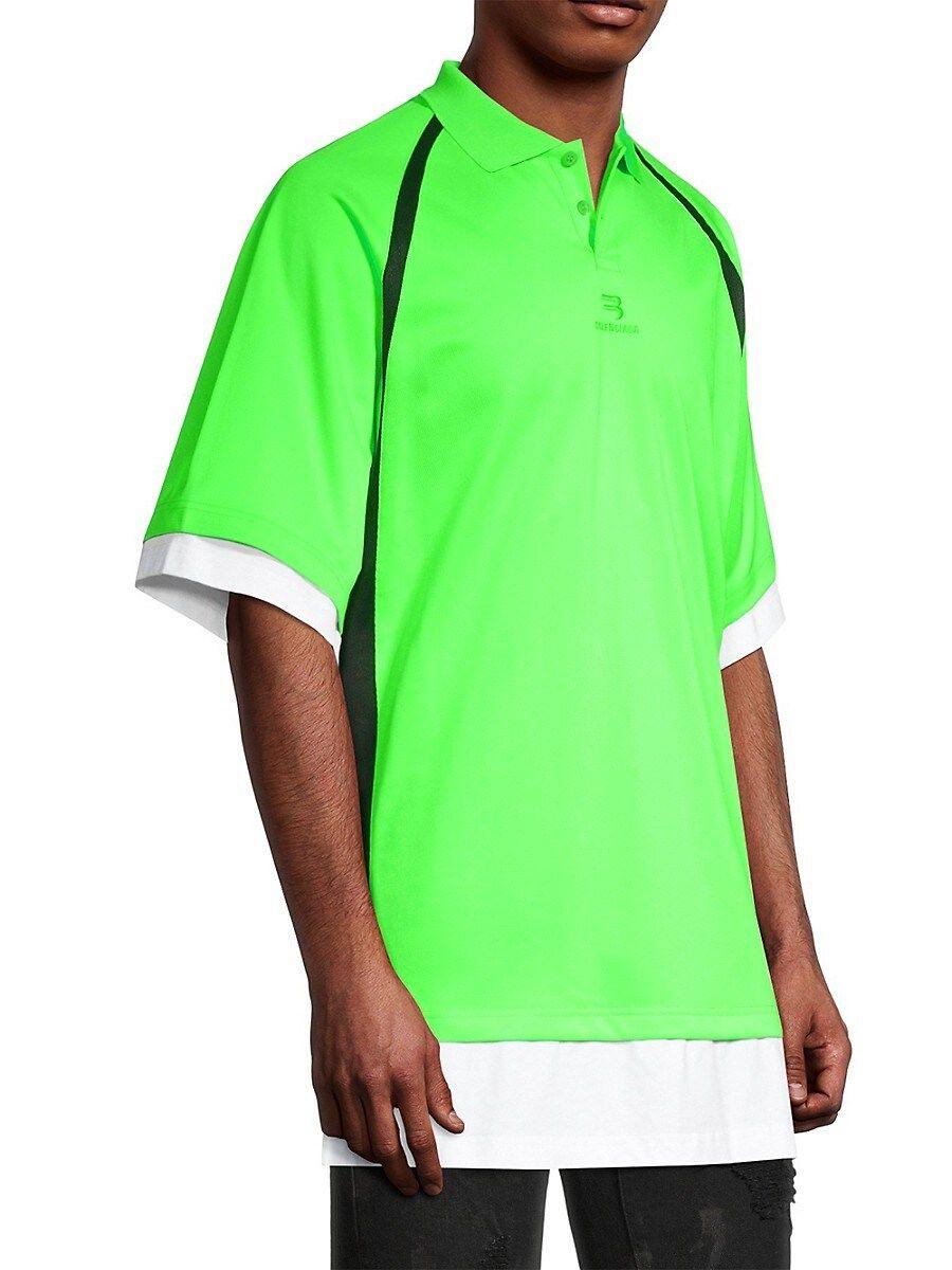 Layered Sleeve Polo Shirt in Green for Men |