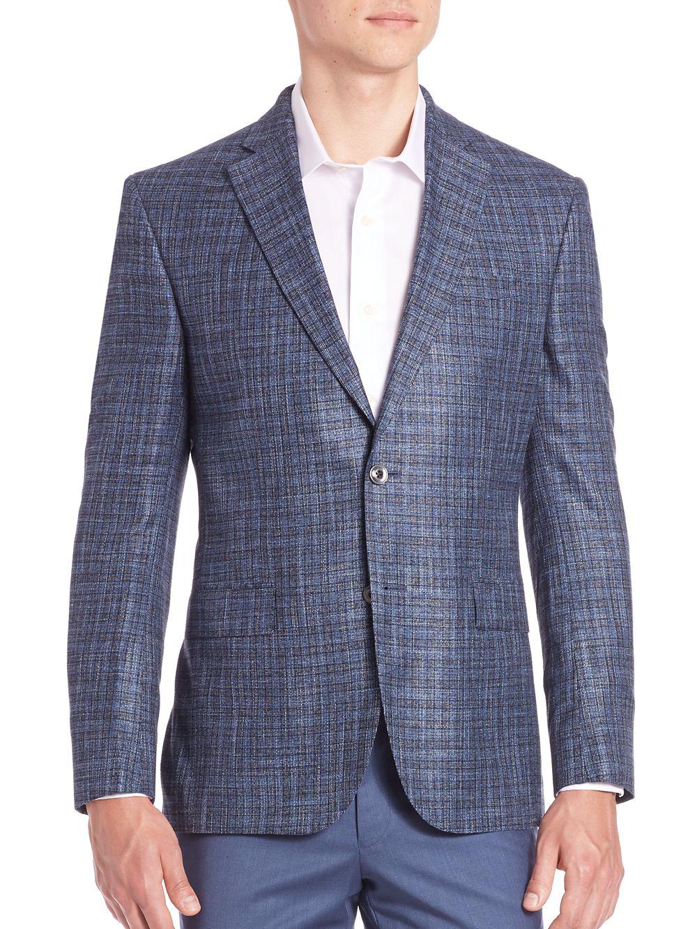 Saks Fifth Avenue Synthetic Samuelsohn Classic-fit Check-print Wool ...