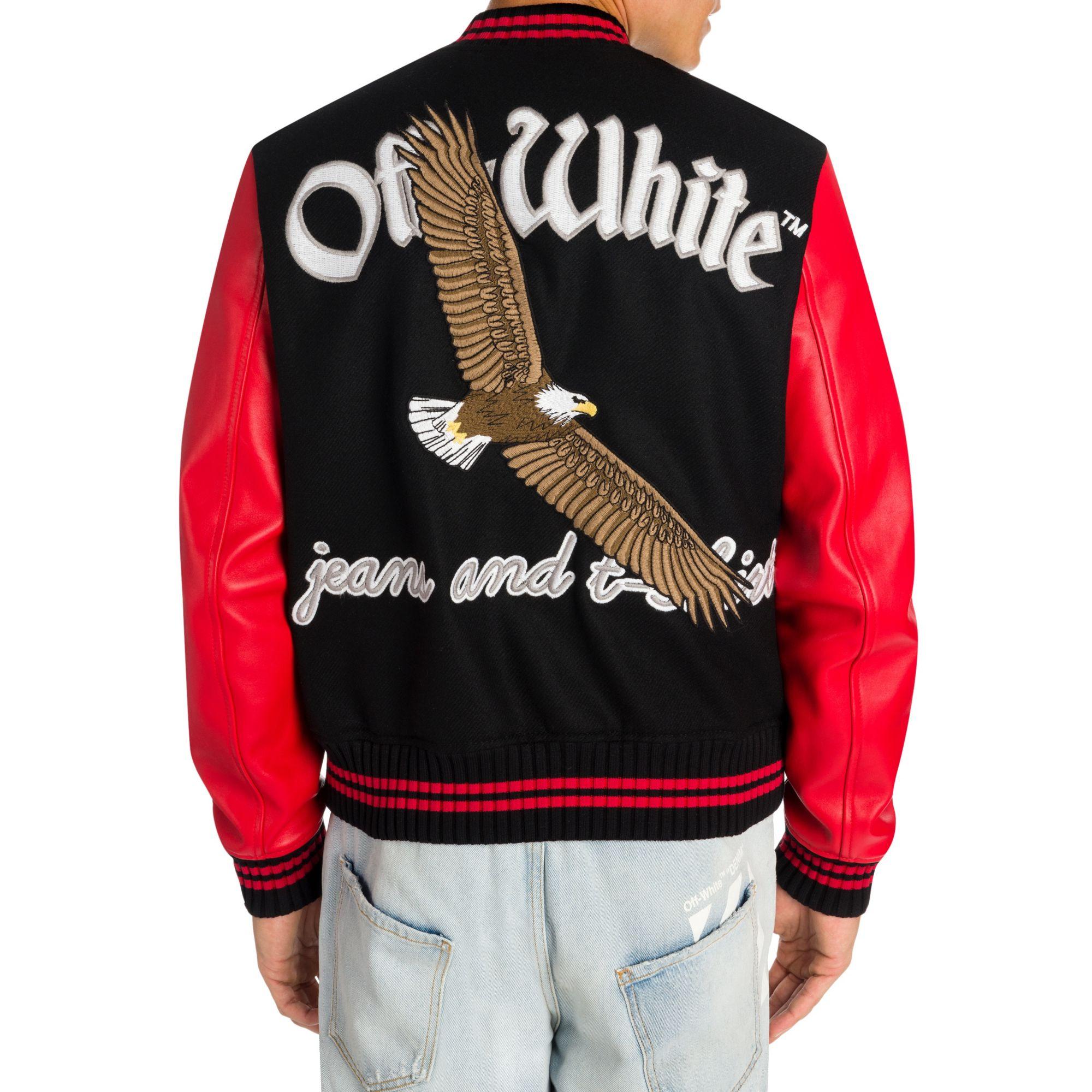 Off-White Wool and Leather Varsity Jacket