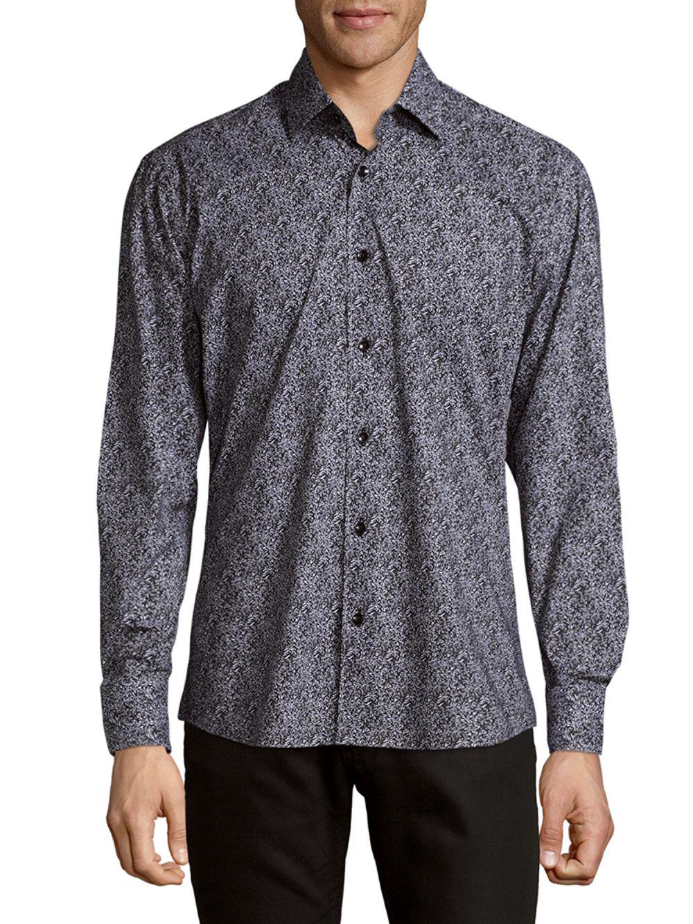 Bertigo Cotton Static Button-down Shirt in Black for Men - Lyst