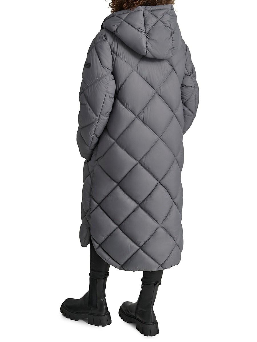 DKNY Missy Diamond Quilted Longline Puffer Coat in Black Lyst UK