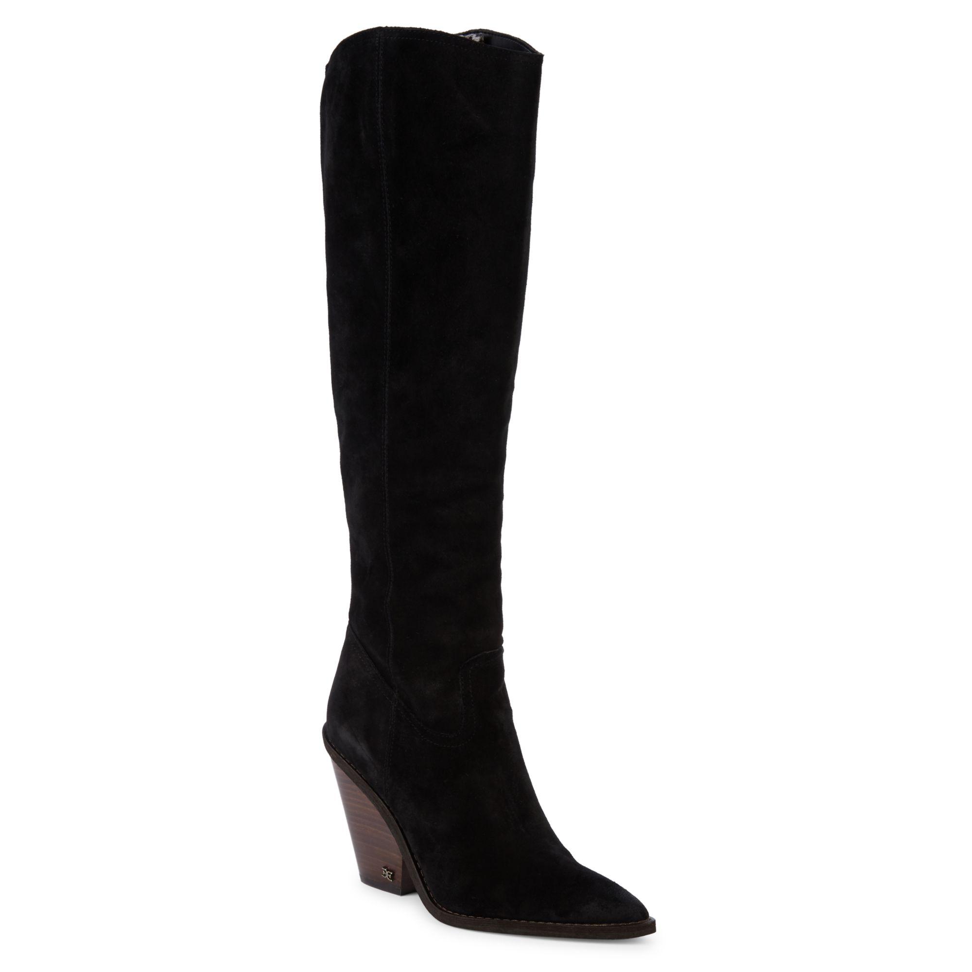 Sam Edelman Indigo Suede Kneehigh Boots in Black Lyst