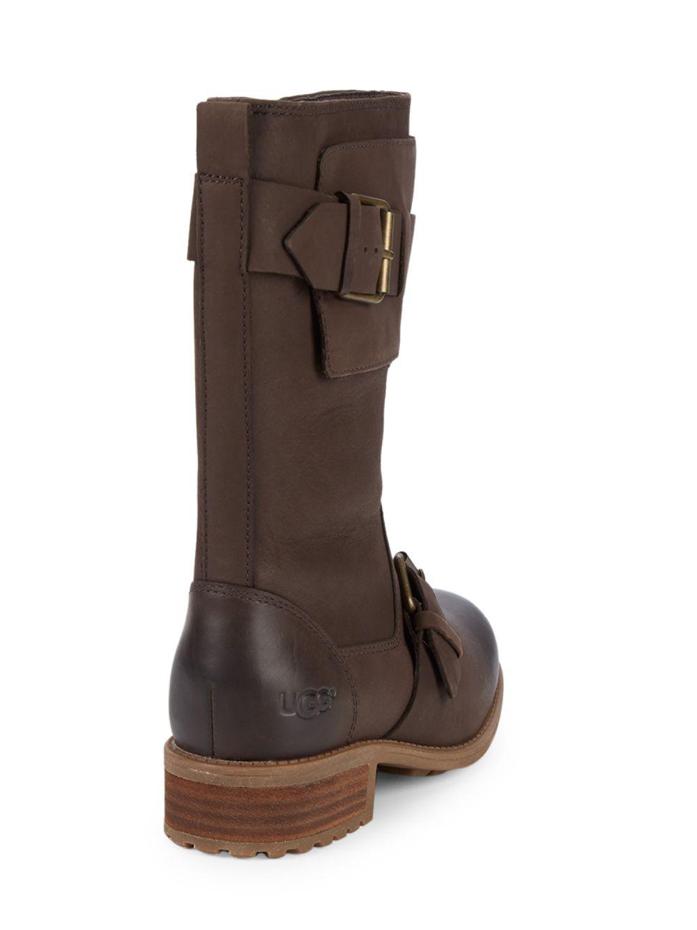 Water-resistant Leather Mid-calf Boots 