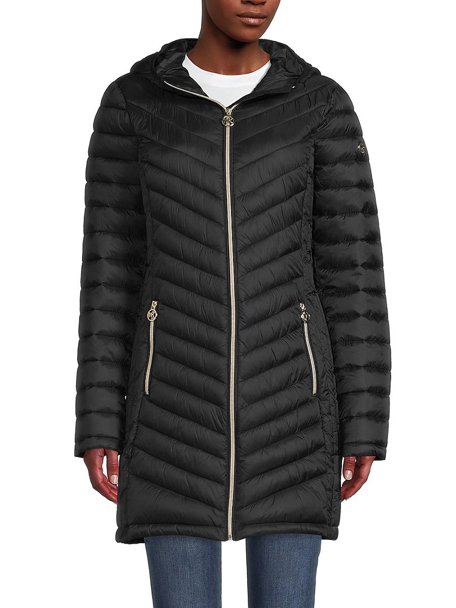 MICHAEL Michael Kors Packable Longline Hooded Puffer Jacket in Black  Lyst  UK