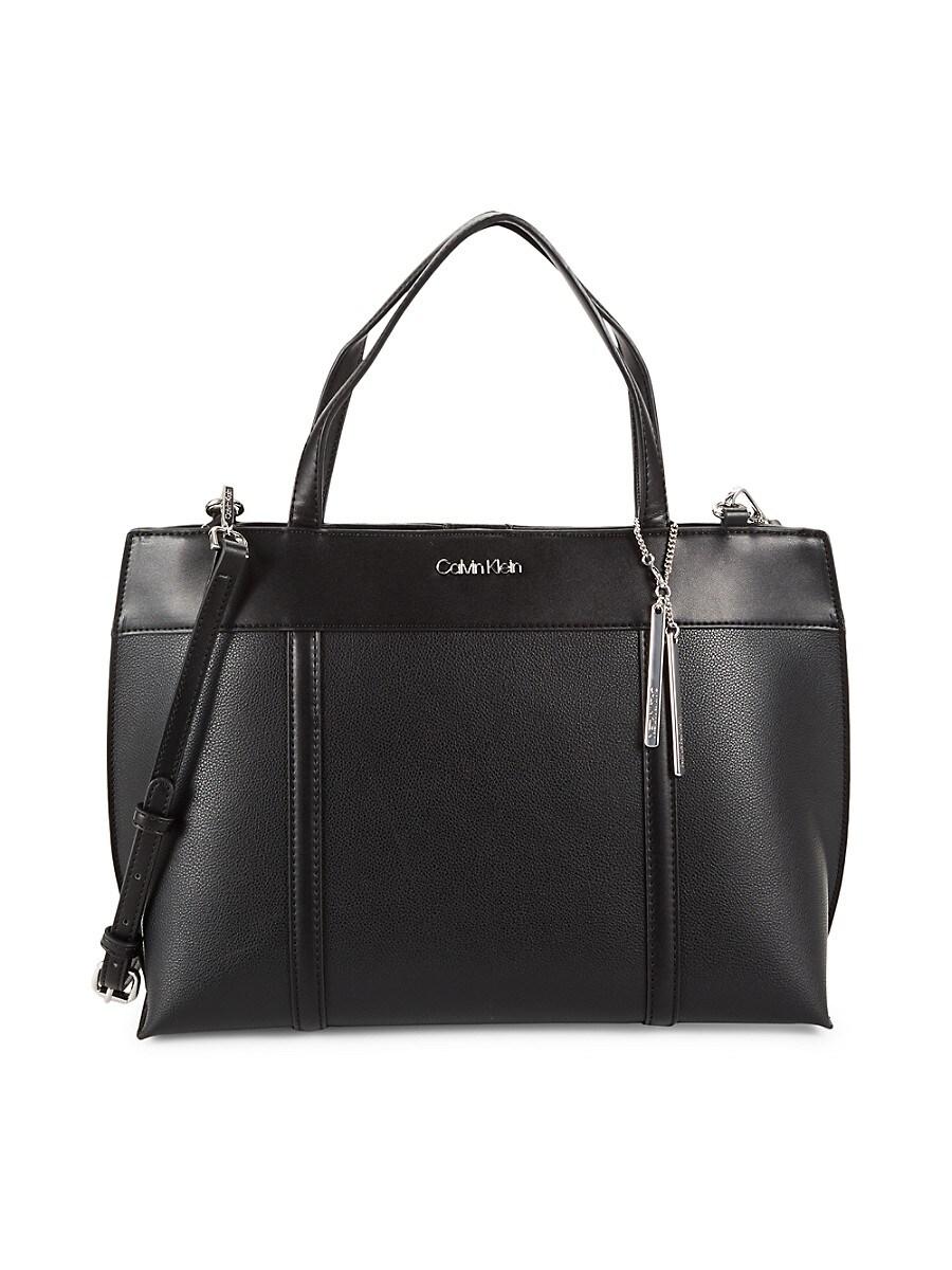 Calvin Klein Gillian Faux Leather Double Top Handle Bag in Black | Lyst