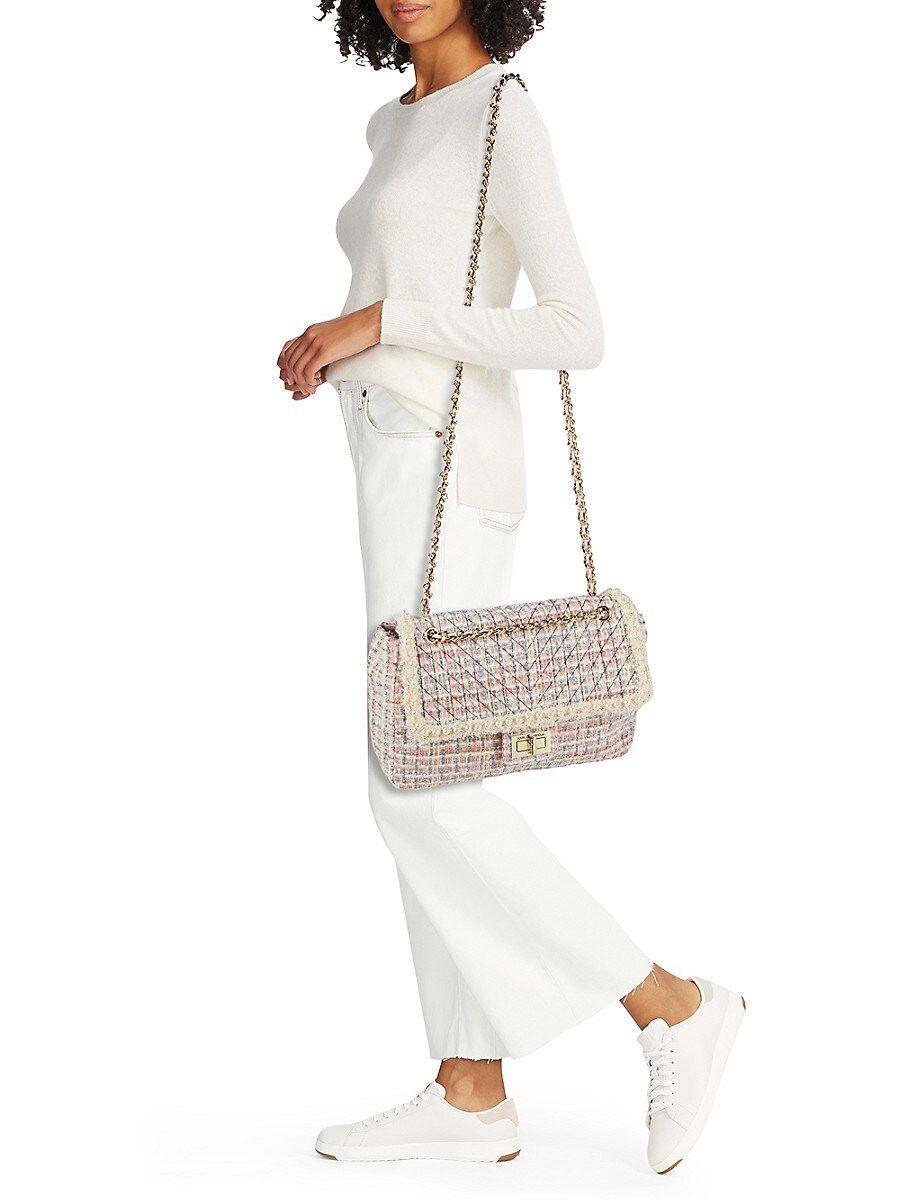 Chanel Pink & White Tweed Shoulder Bag with Brushed Gold Hardware., Lot  #56253