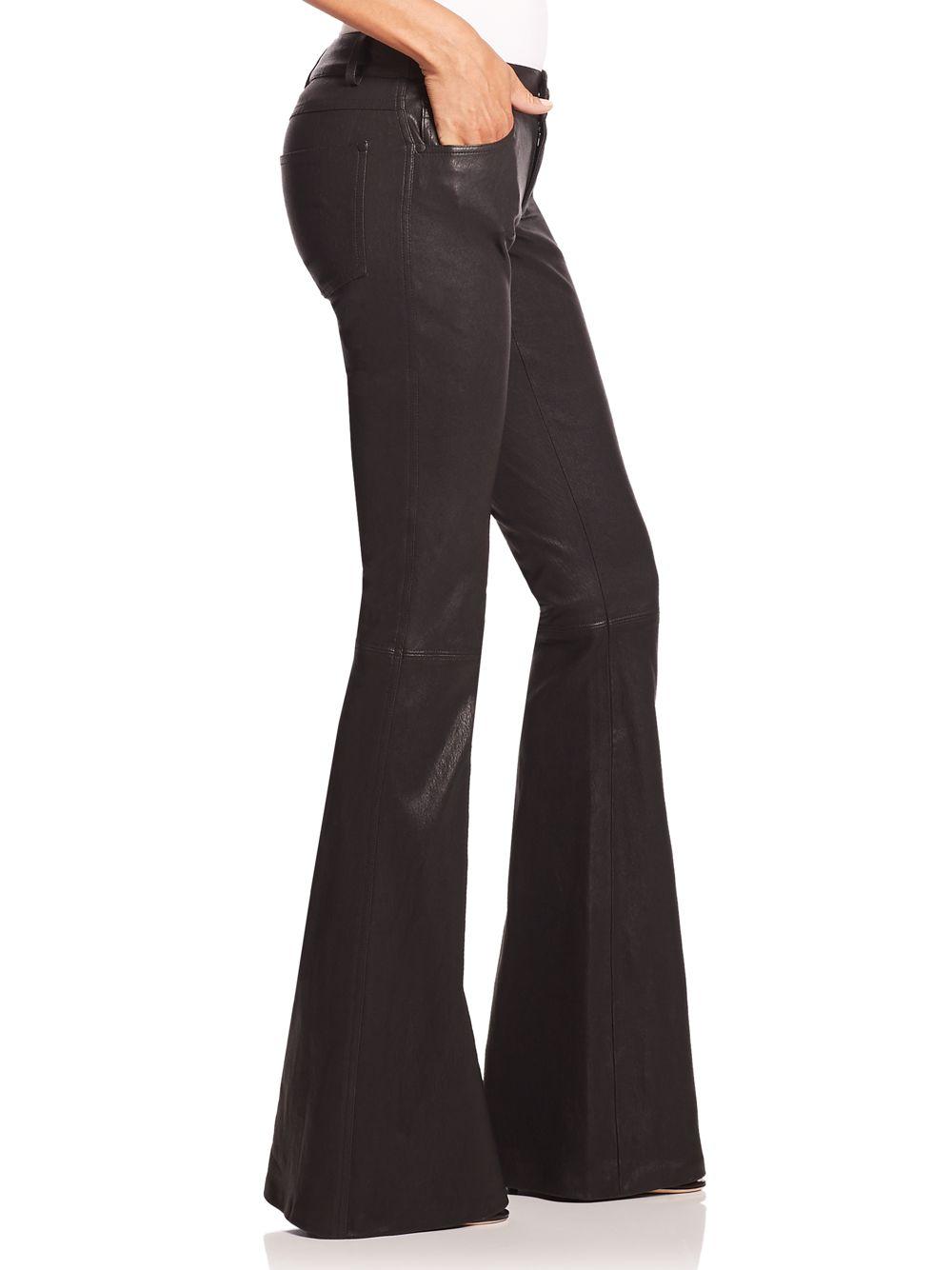 Alice + Olivia Leather Bell Pants in 