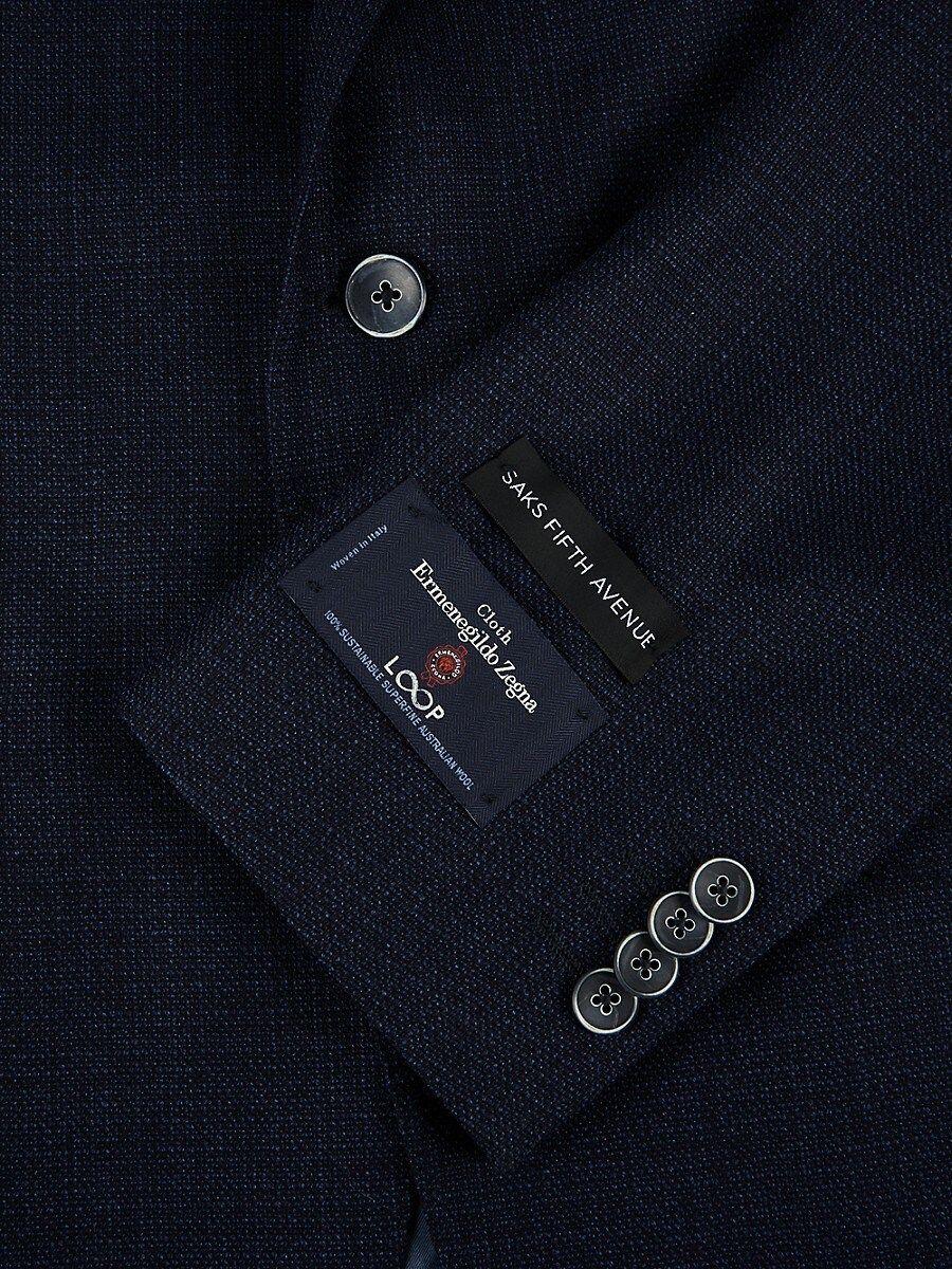 Saks Fifth Avenue Saks Fifth Avenue Textured Wool Modern Fit Blazer in Blue  for Men | Lyst
