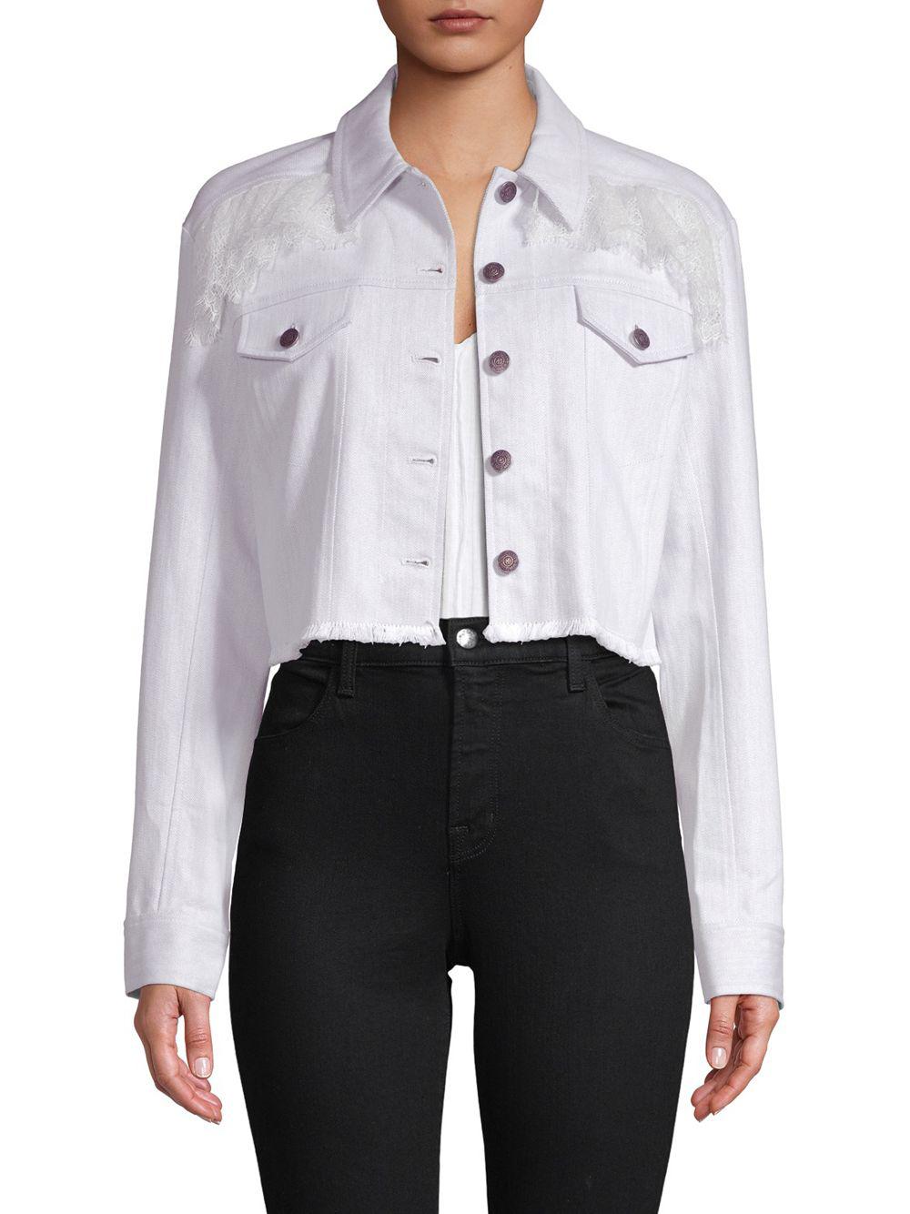Cinq À Sept Ismay Cropped Denim Jacket in White - Lyst