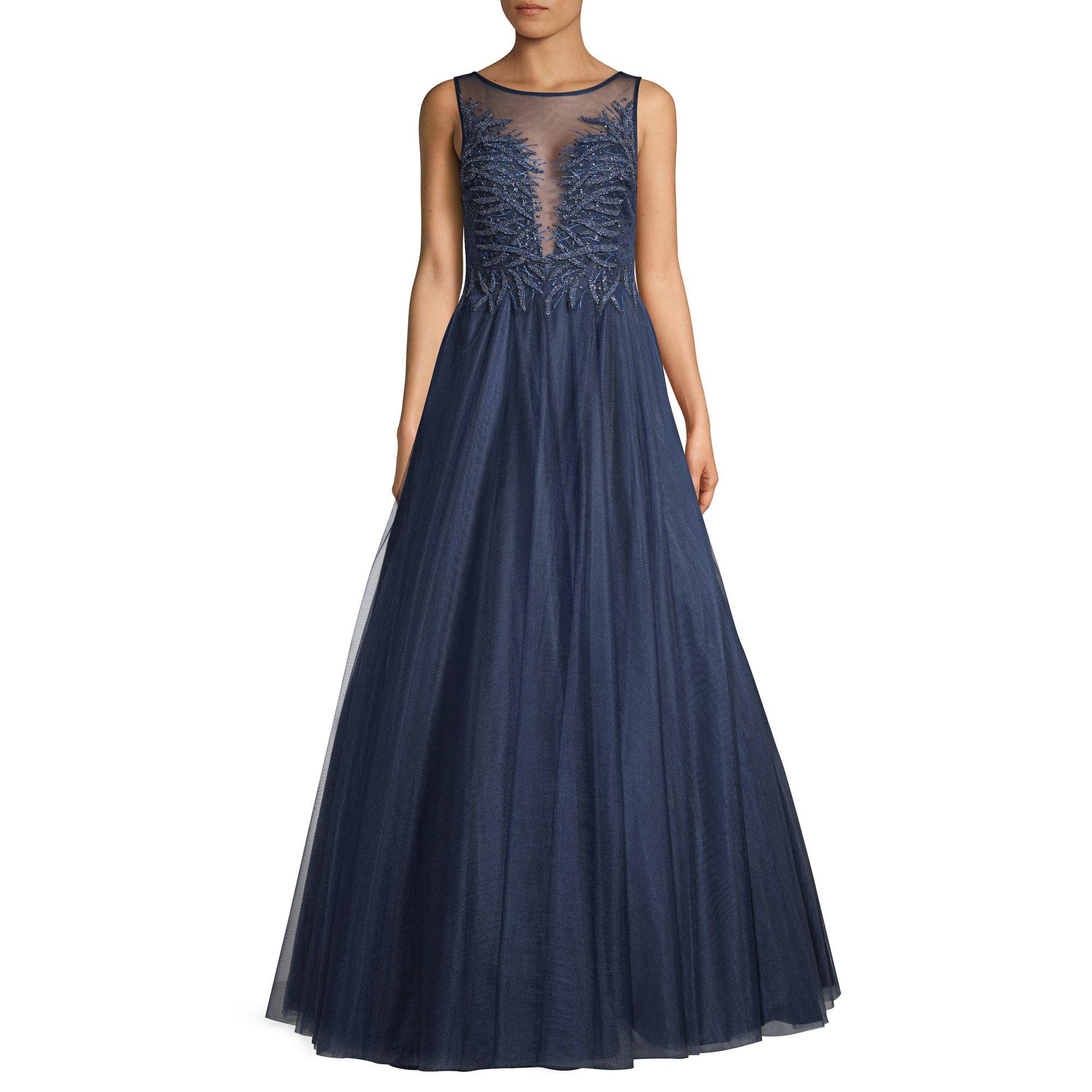 basix feather embellished gown