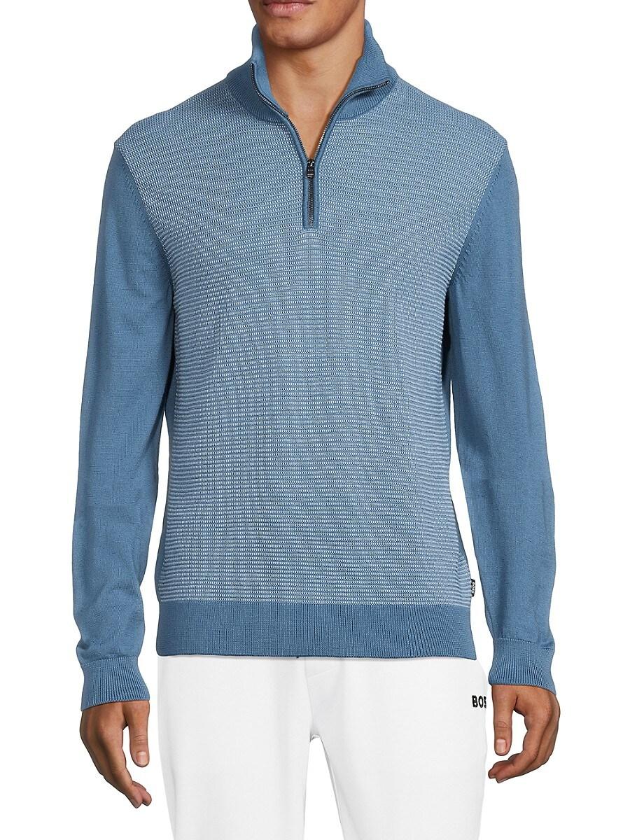 BOSS by HUGO BOSS Ladamo Virgin Wool Half Zip Pullover in Blue for Men |  Lyst UK