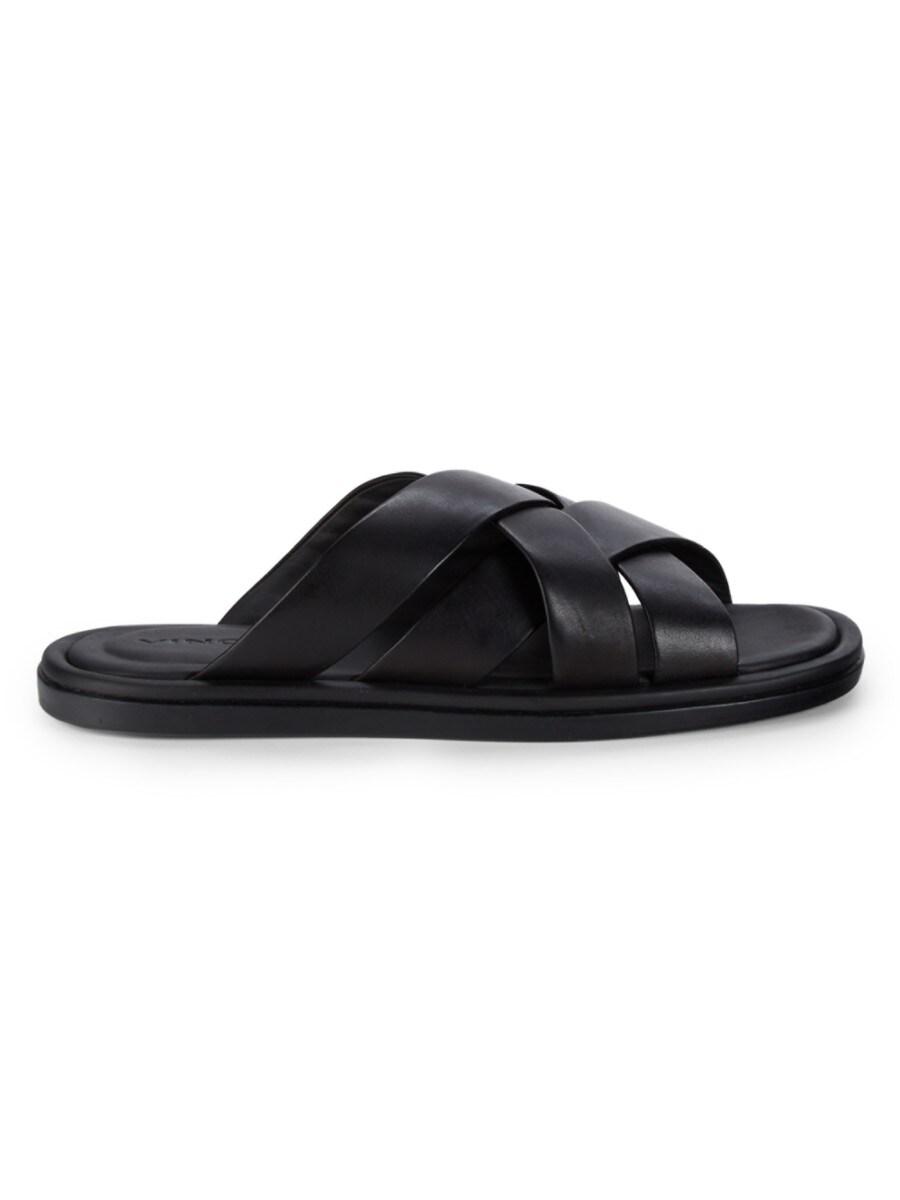 Vince Delmar-b Leather Slides in Black 