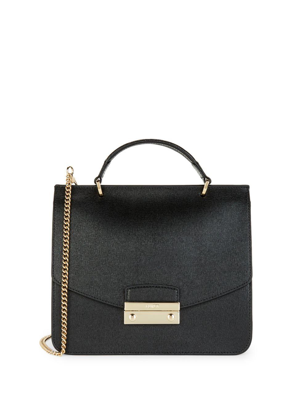 Furla Julia Saffiano Leather Crossbody Bag in Onyx (Black) Lyst