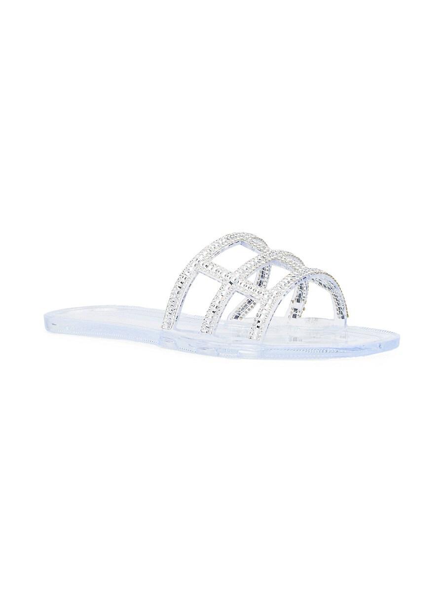 Olivia Miller Jackie Rhinestone Jelly Sandals in White | Lyst