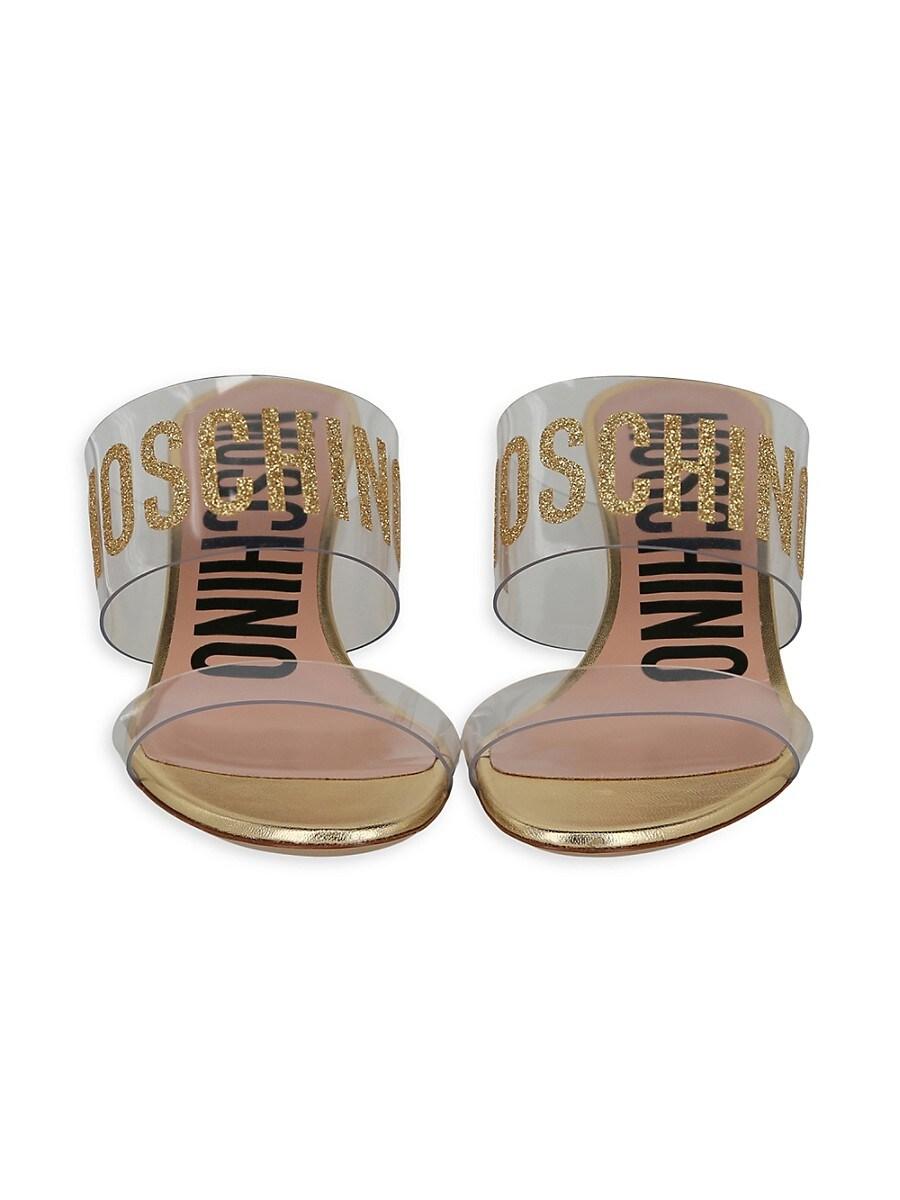 Moschino Glitter Logo Sandals in White Lyst