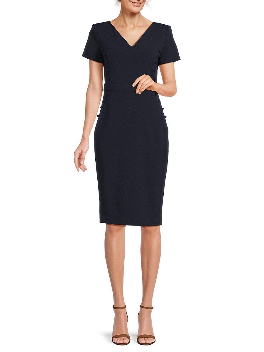 Calvin Klein V Neck Sheath Dress in Blue | Lyst