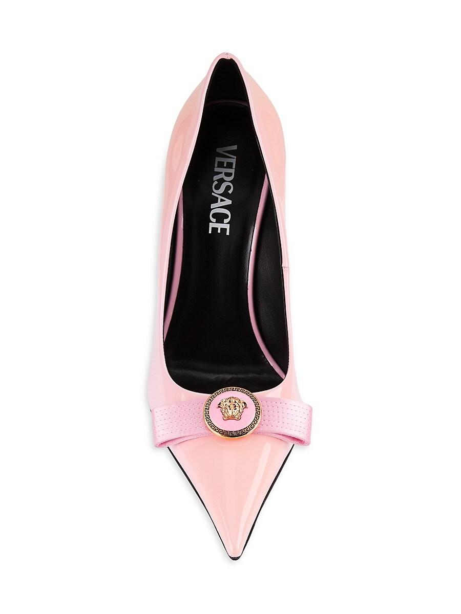Versace 108Mm Patent Leather Bow Pumps in Pink Lyst UK