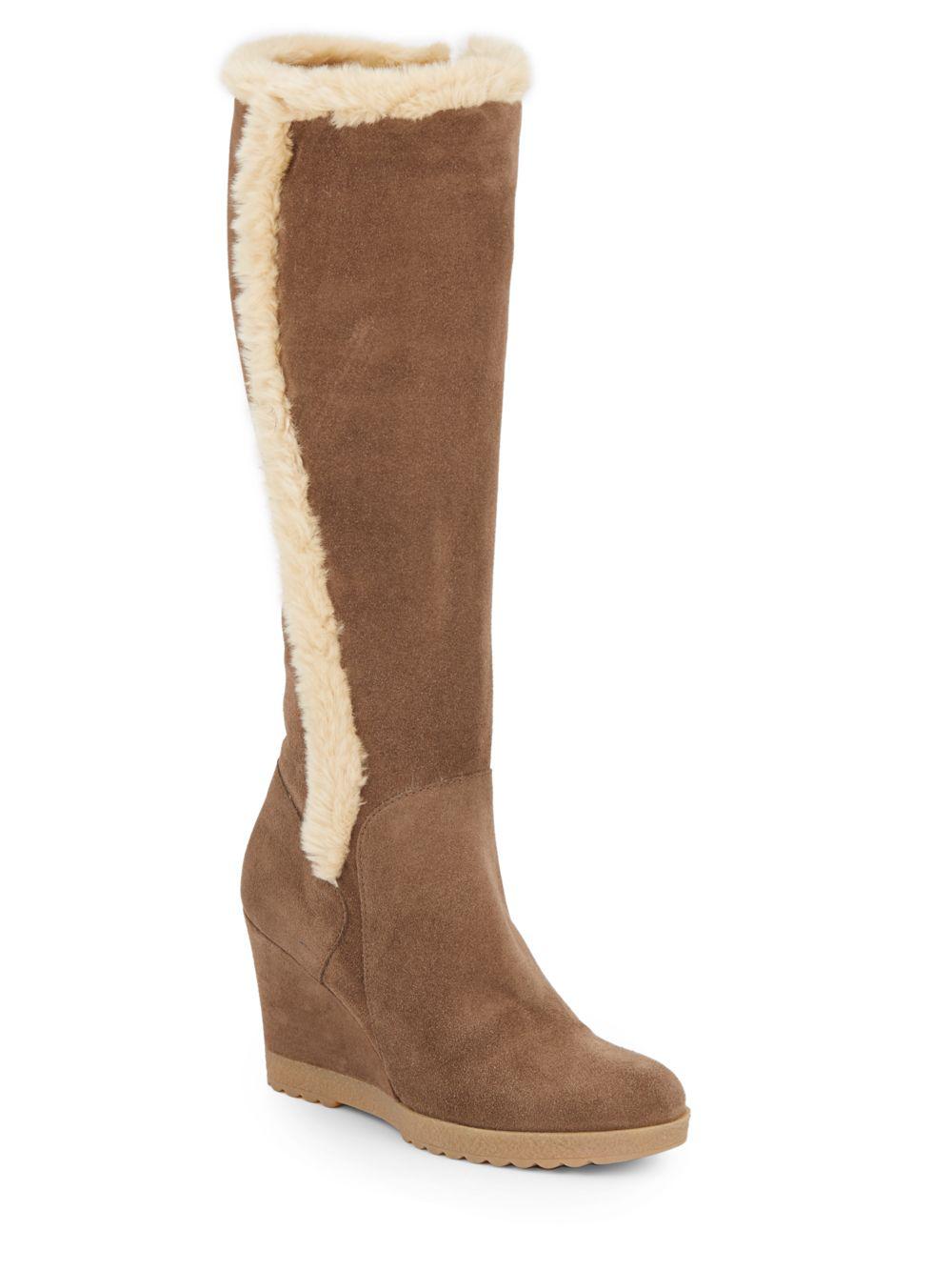tall boots with fur trim
