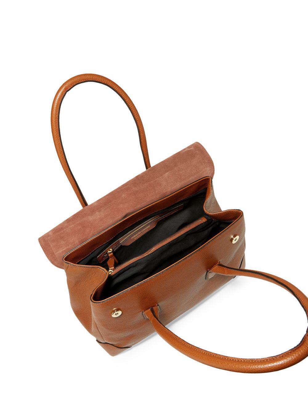 roberto cavalli pebble leather tote bag