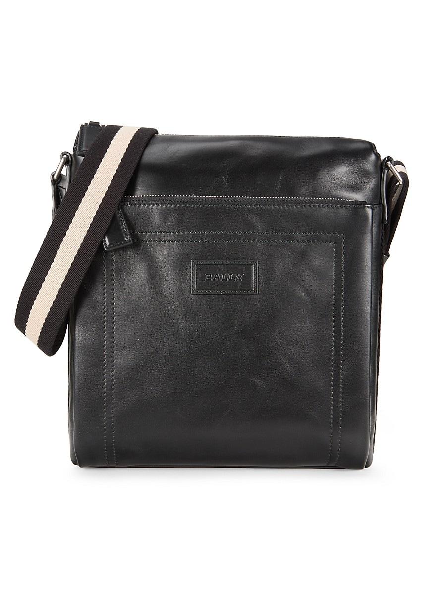 稀少 BALLY(バリー) Casbah Stripe-Strap Leather Crossbody Bag Bally Casbah Stripe-Strap Leather Crossbody Bag in Black for