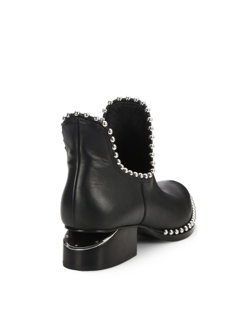 Alexander Wang Kori Cutout Studded Leather Ankle Boots in Black