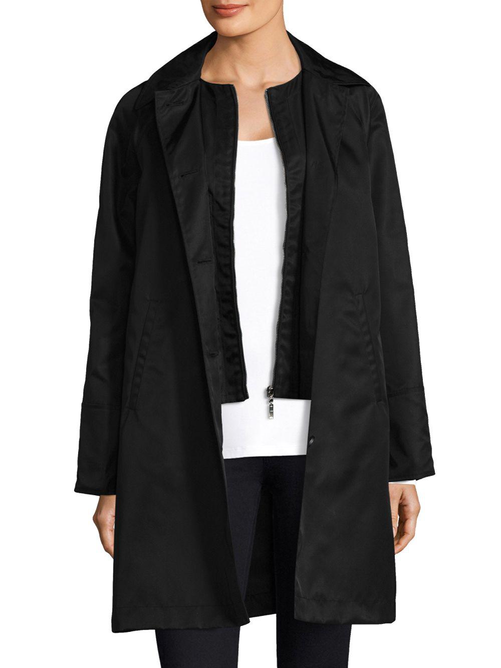 Download Jane Post Synthetic Mock Double Look Raincoat in Black - Lyst