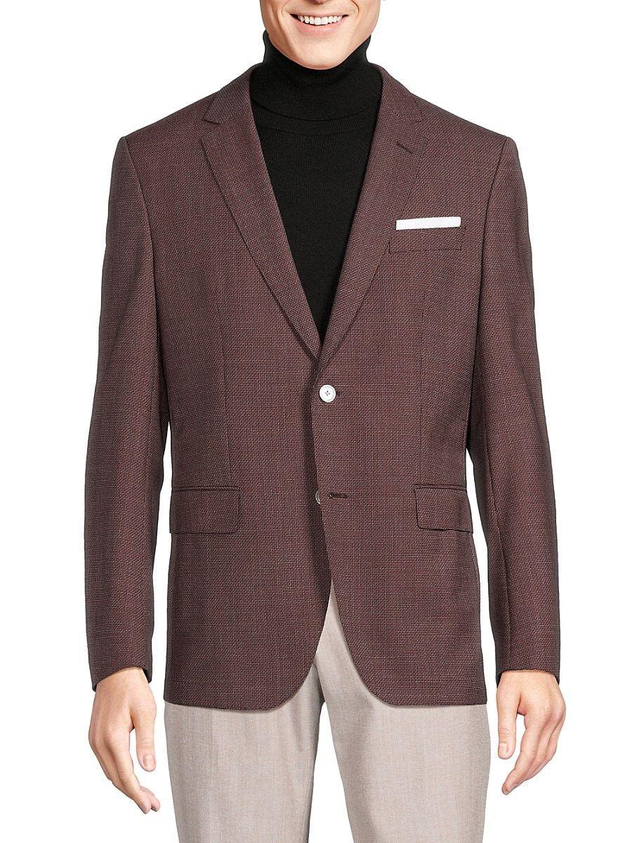 BOSS Hutson Slim Fit Virgin Wool Blazer in Brown for Men