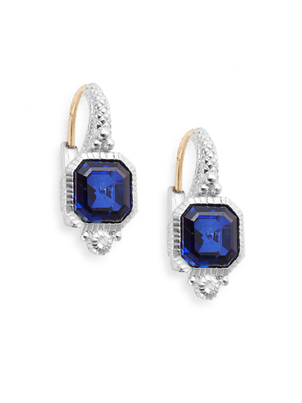 Judith Ripka Estate Blue Corundum, White Sapphire & Sterling Silver Drop  Earrings | Lyst