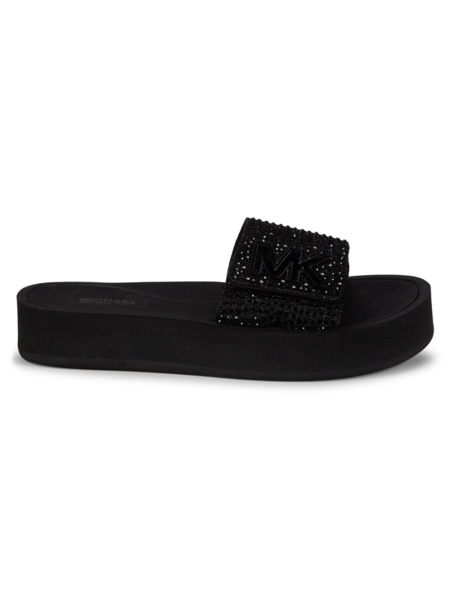 Michael Kors Rhinestone Platform Slides in Black | Lyst