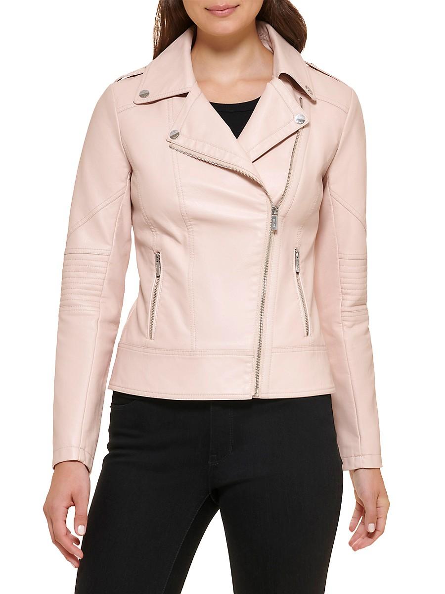 Guess pink hot sale leather jacket