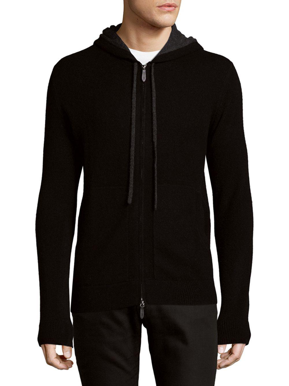 Saks Fifth Avenue Long-sleeve Cashmere Hoodie in Black for Men - Lyst
