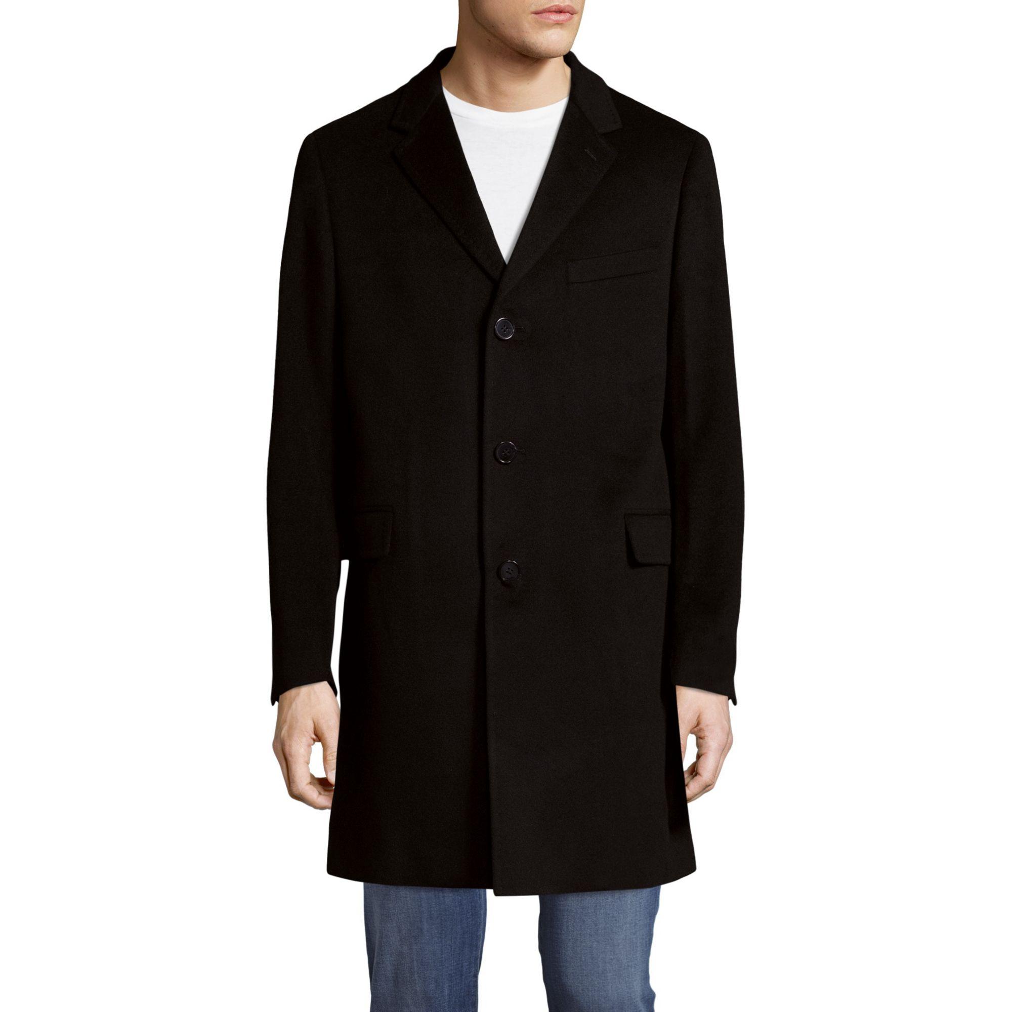 Saks Fifth Avenue Buttoned Cashmere Topcoat in Charcoal (Black) for Men ...