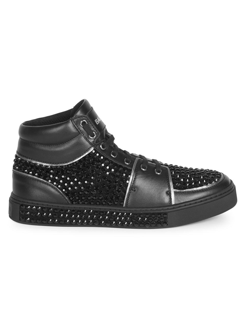 Balmain Studded Leather High-top Sneakers in Black for Men - Lyst