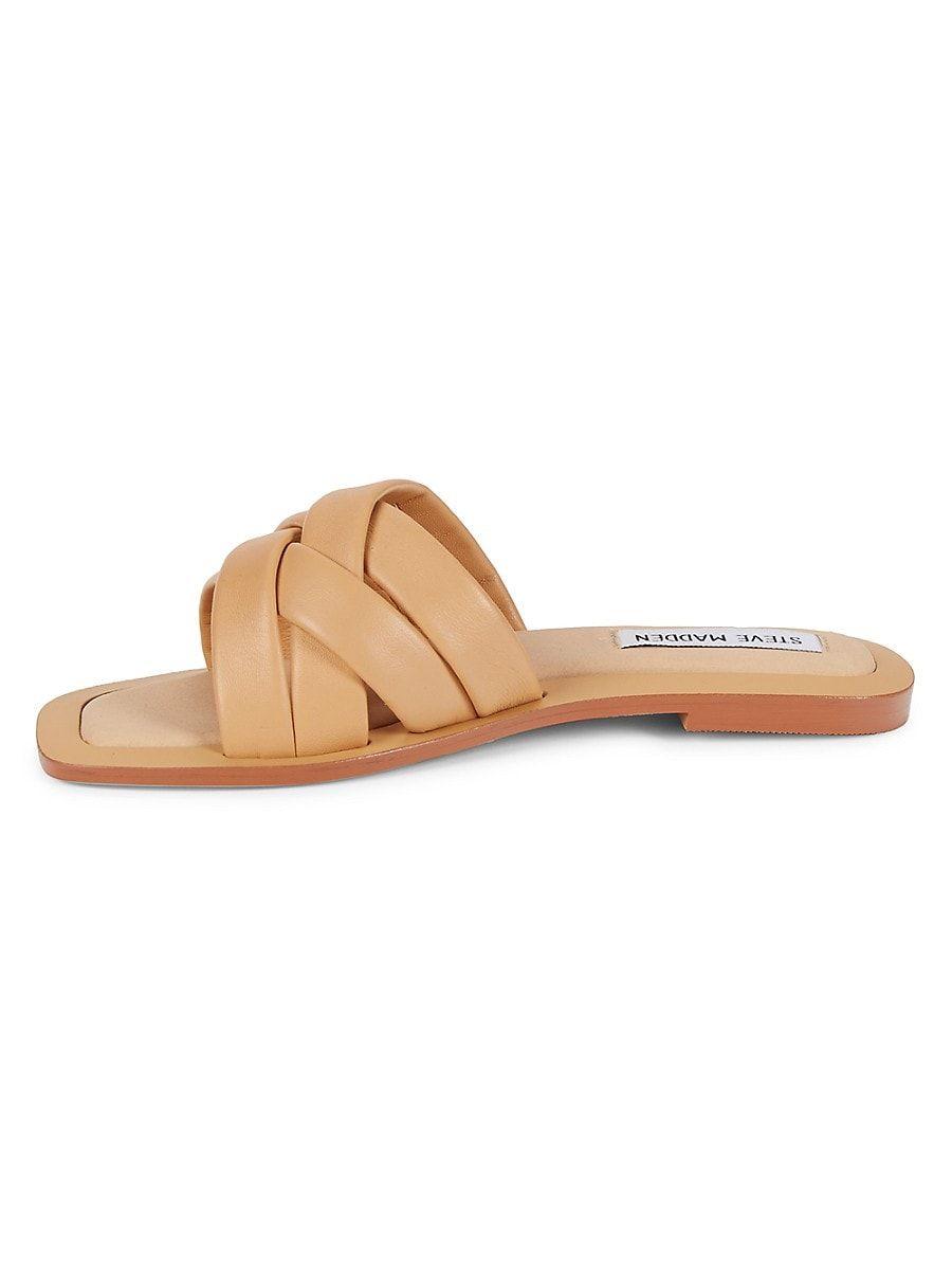 Steve Madden Haldy Leather Slides in White | Lyst