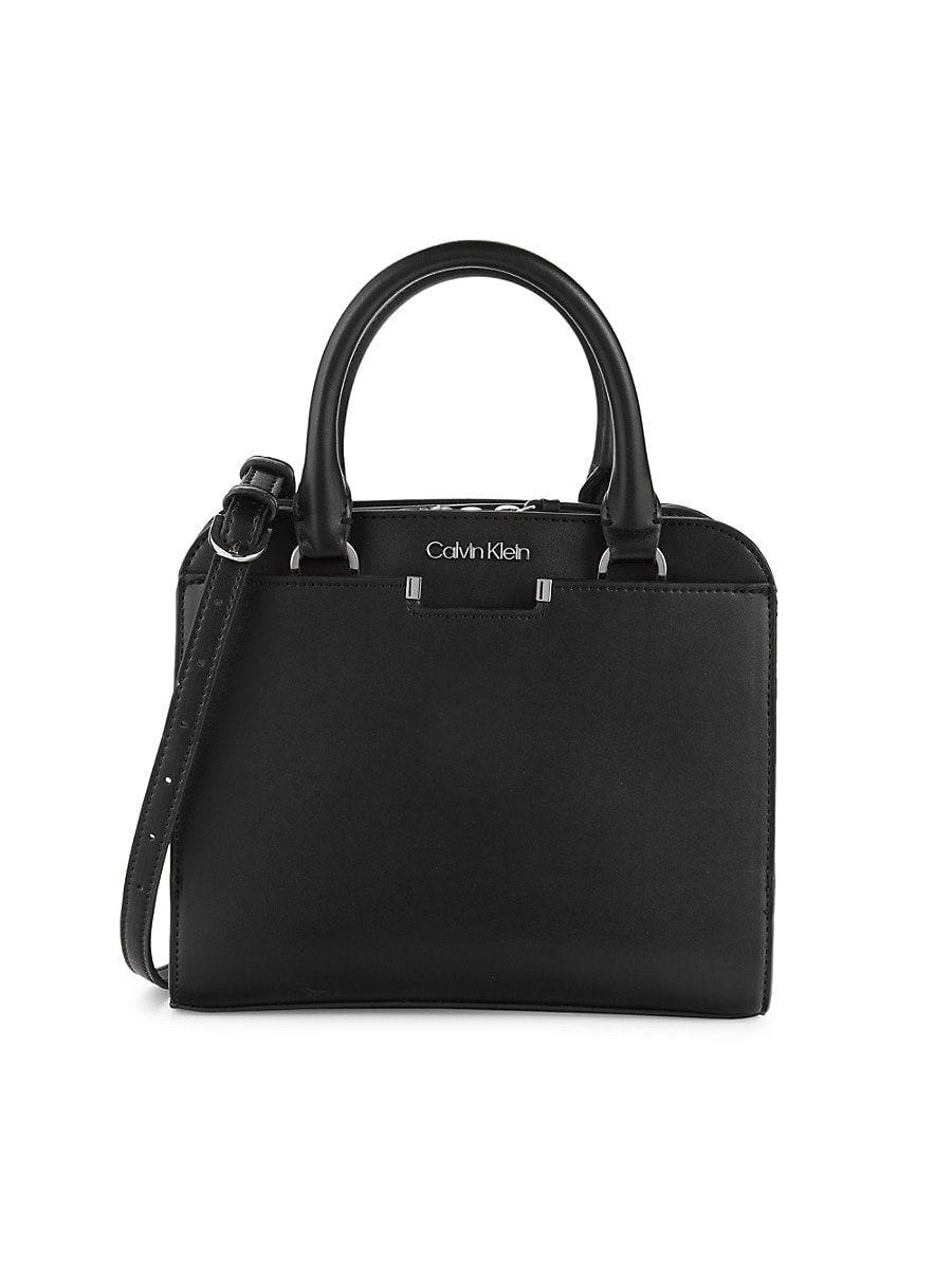 Calvin Klein Danica Logo Top Handle Bag in Black | Lyst