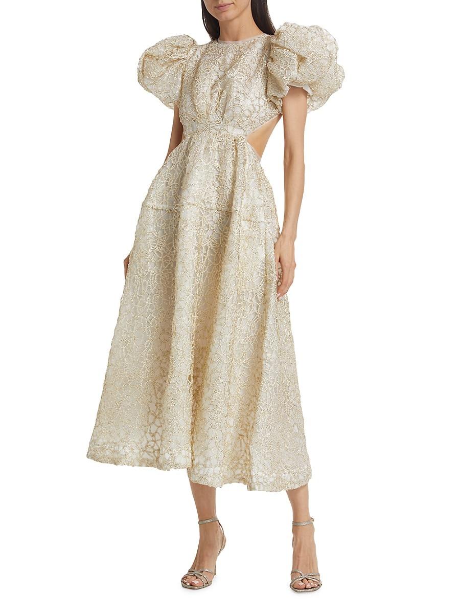 Aje Sculptra Patina Lace Midi Dress In Natural Lyst