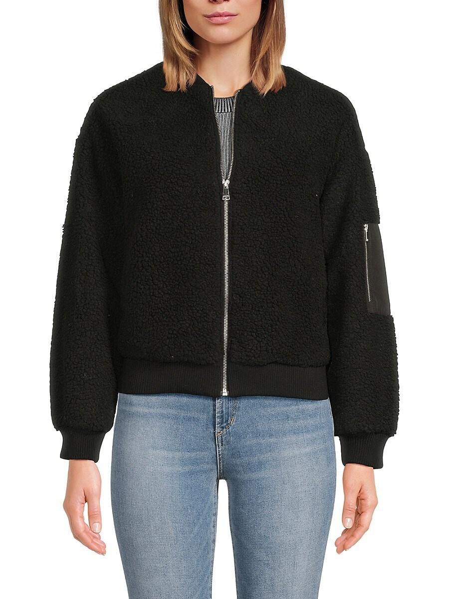 Joe's ★ Faux Shearling Bomber Jacket Joe's Jeans Faux Shearling Short Length Zip Jacket in Black
