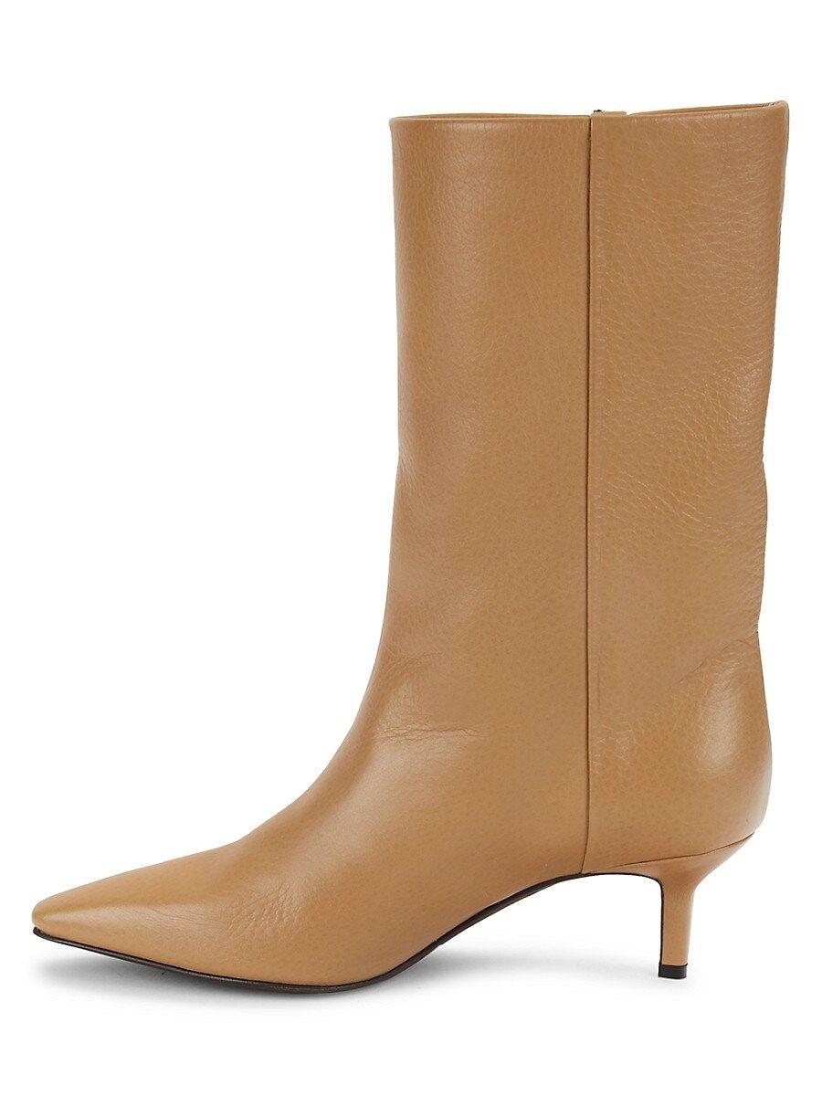 Brunello Cucinelli Leather Kitten-heel Boots in Natural | Lyst