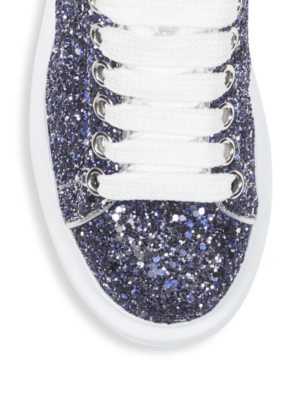 Alexander McQueen Synthetic Glitter Platform Sneakers in Midnight Blue  Silver (Blue) - Lyst