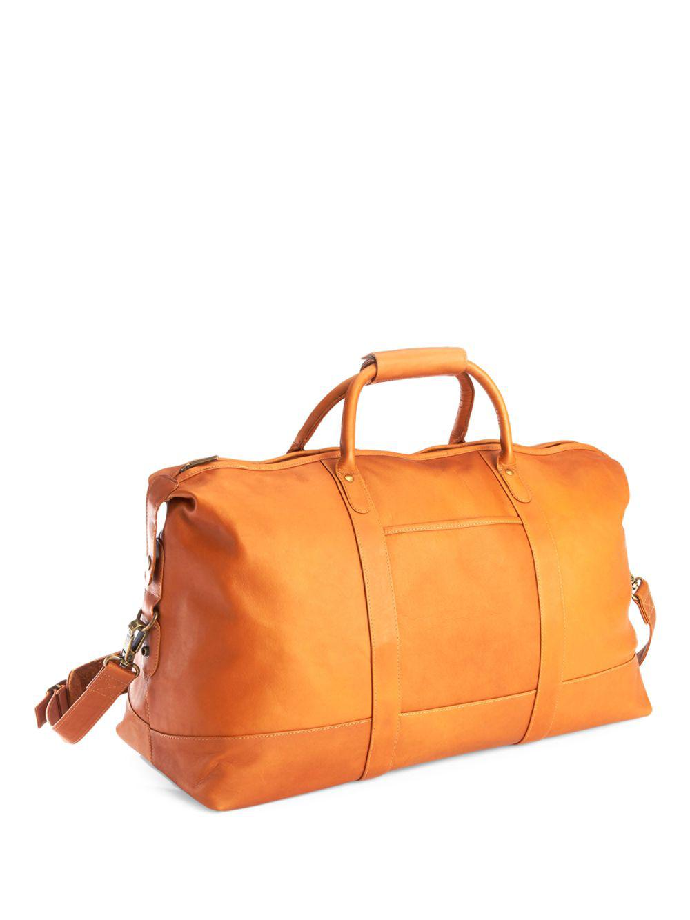Royce New York Columbian Leather Luxury Weekender Duffel Bag in Tan (Orange) - Lyst